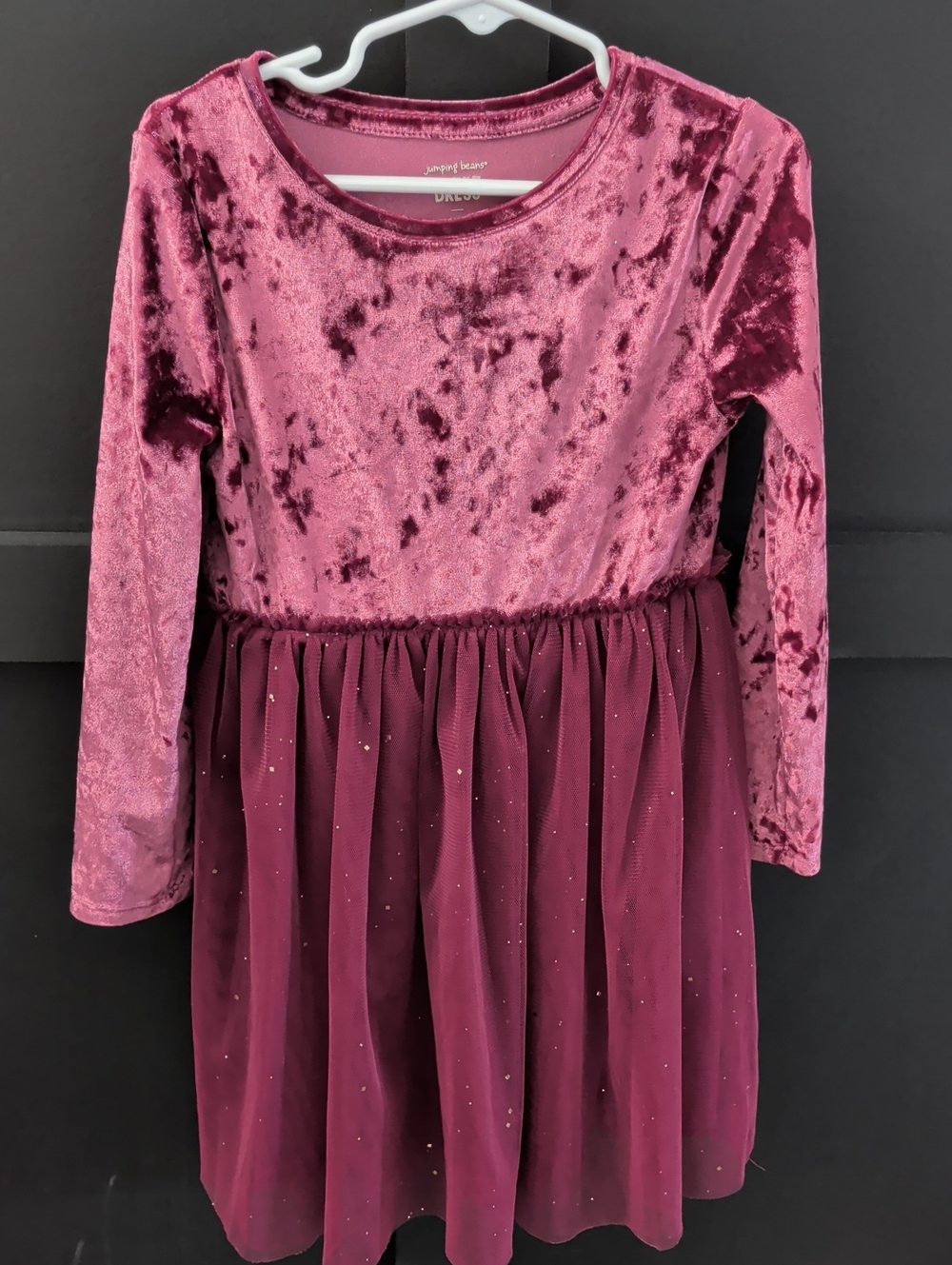 Jumping Beans Girls' Velvet & Tulle Dress in Burgundy